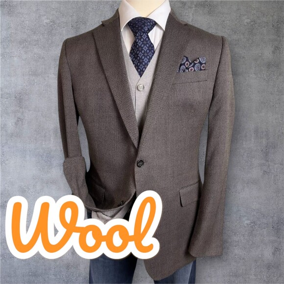 STAFFORD Classic fit Mens Blazer Sport Coat Two Button Jacket 44L Brown Wool - Picture 1 of 10